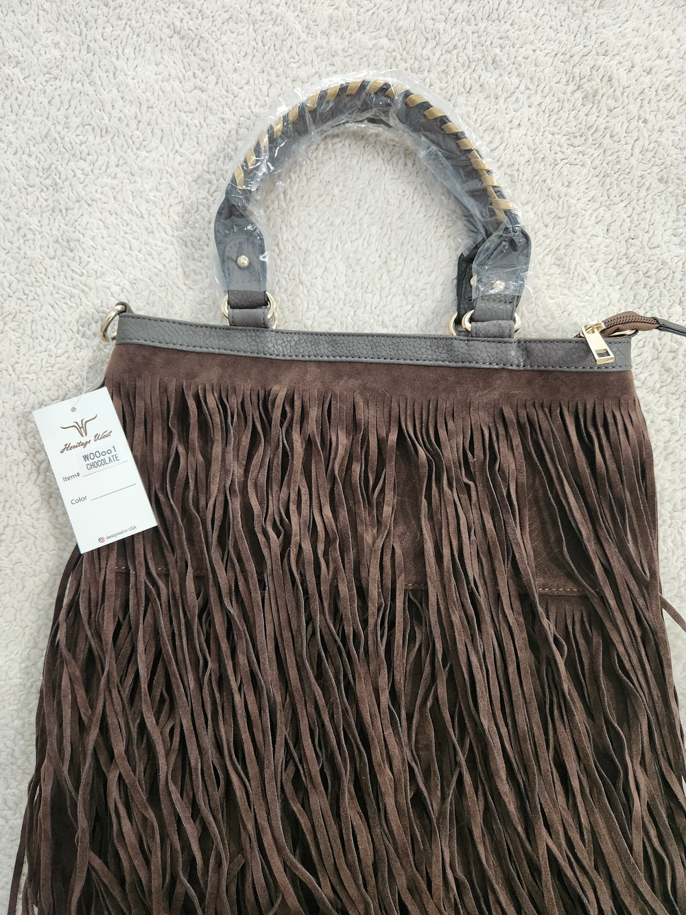 Fringed Suede Shoulder Or Handbag - Chocolate Brown
